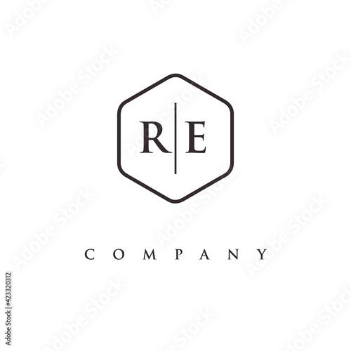 initial RE logo design vector