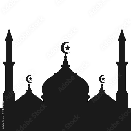 Islamic mosque silhouette vector illustration design, Muslim architecture shadow in black
