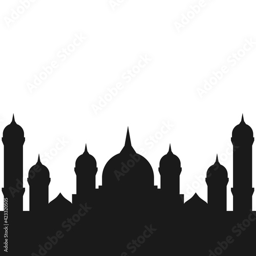 Islamic mosque silhouette vector illustration design, Muslim architecture shadow in black