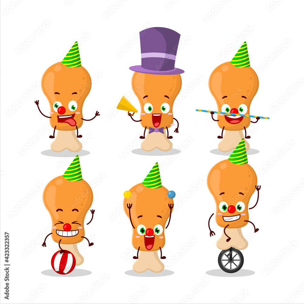 Cartoon character of chicken thight with various circus shows Cartoon character of chicken thight with various circus shows