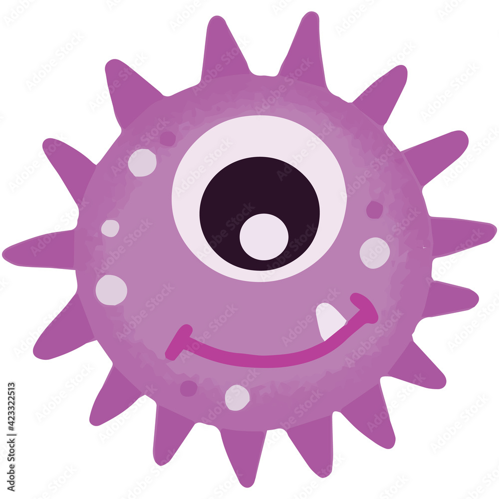 Illustration vector graphic of cute virus or little monster. Perfect for print product, sticker, etc. Illustration vector graphic of cute virus or little monster. Perfect for print product, sticker, etc.