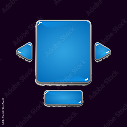 set of stone jelly game ui board pop up for gui asset elements vector illustration