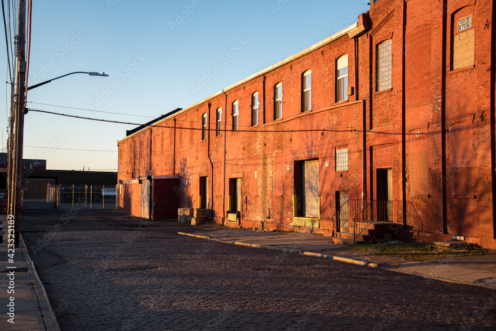 Sunset in Red Hook Brooklyn by the abandoned factory Sunset in Red Hook Brooklyn by the abandoned factory