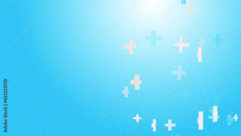 Blue Green Plus icon floating style Medical or science research Loop background. technology Genetics biology, biotechnology, chemistry, science, medicine, cosmetics, visuals Medical Presentation. Blue Green Plus icon floating style Medical or science research Loop background. technology Genetics biology, biotechnology, chemistry, science, medicine, cosmetics, visuals Medical Presentation.