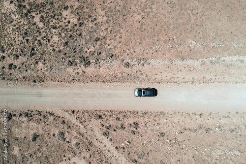 van off in the distance from drone view