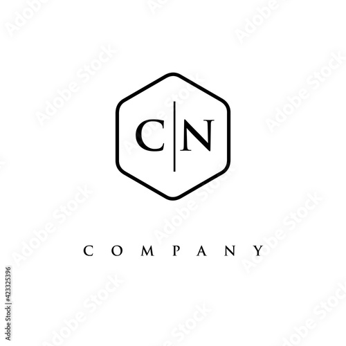 initial CN logo design vector