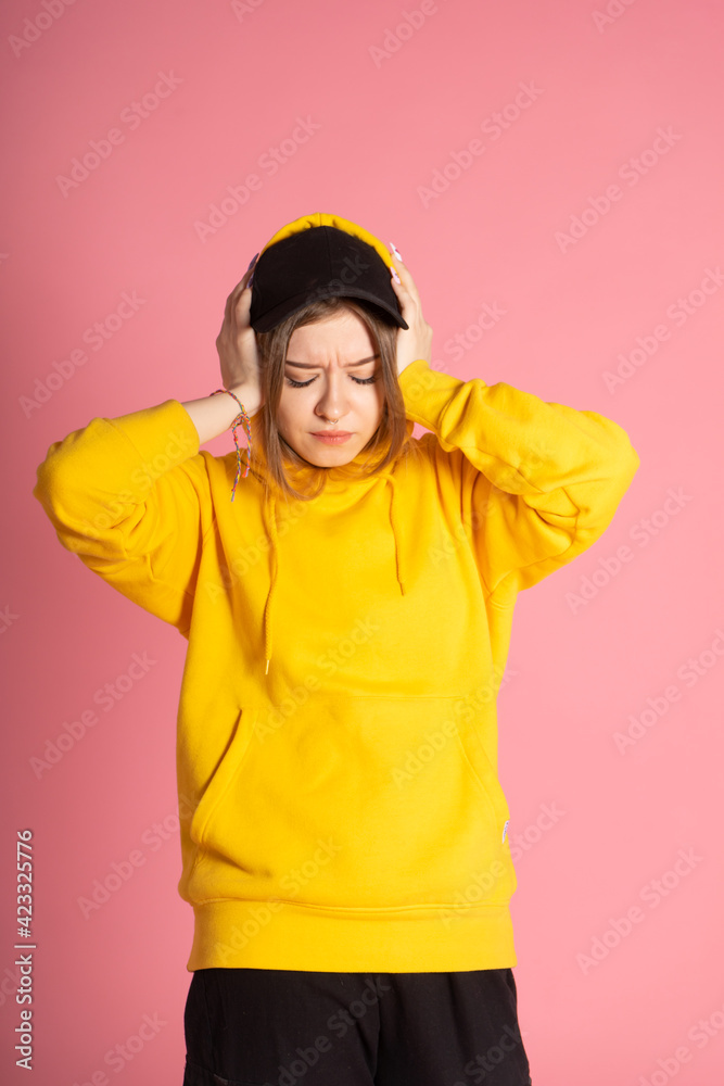 Fototapeta premium the girl is tormented by bad thoughts about sexual discrimination and inequality