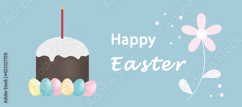 Happy Easter vector poster and banner template with Easter eggs