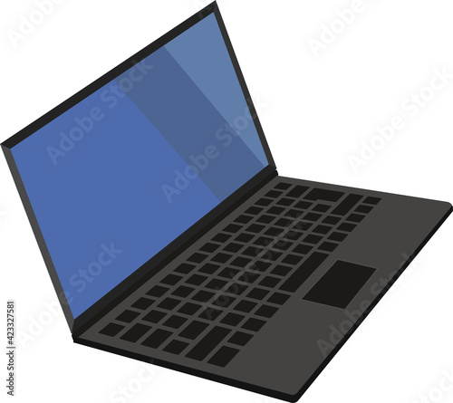 斜め上から見たノートパソコン(左)