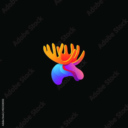 Vector illustration of an elk in colorful gradient style