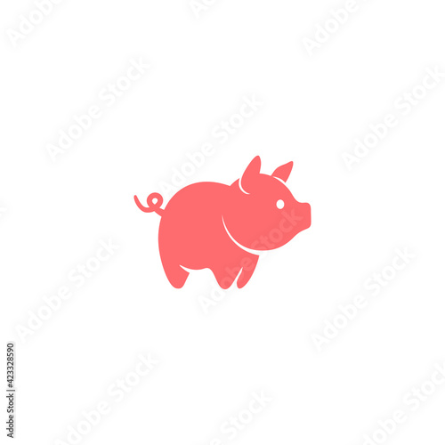 simple pig head icon logo in cartoon style, isolated on white background