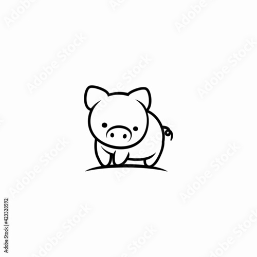 simple pig head icon logo in cartoon style, isolated on white background