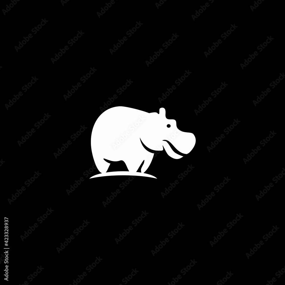 Fototapeta premium Vector Logo Illustration of Hippo in monochrome Style.