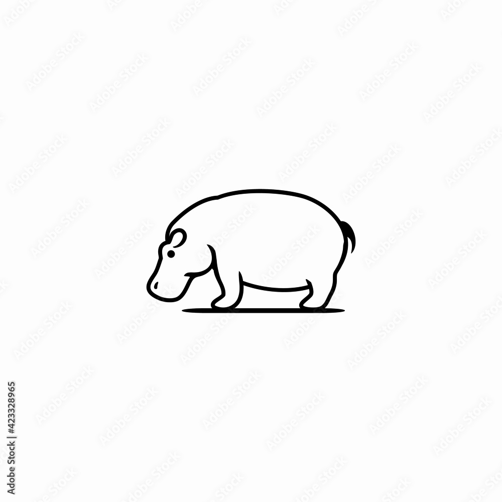 Vector Logo Illustration of Hippo in outline Style.
Vector Logo Illustration of Hippo in outline Style.