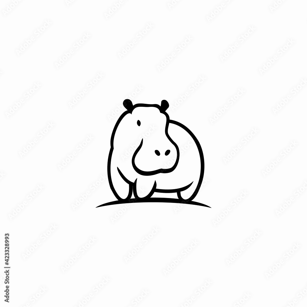 Vector Logo Illustration of Hippo in outline Style.
Vector Logo Illustration of Hippo in outline Style.