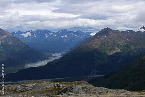View on an Alaskan valley on a hike
