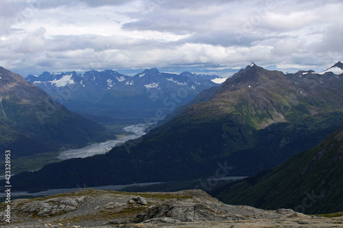 View on an Alaskan valley on a hike