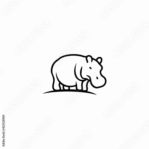 Vector Logo Illustration of Hippo in outline Style. 