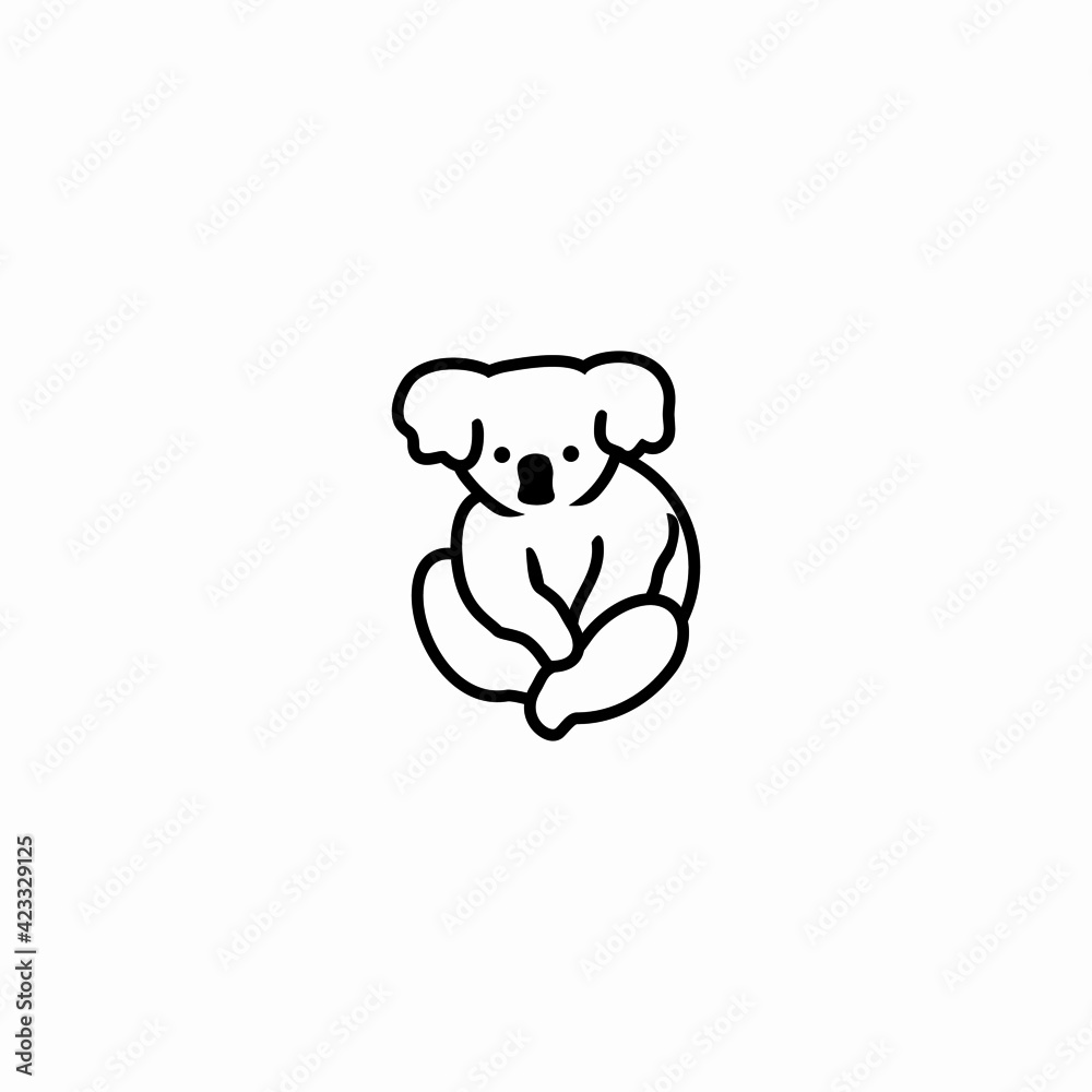 Cute koala cartoon icon logo in outline style, vector illustration Cute koala cartoon icon logo in outline style, vector illustration