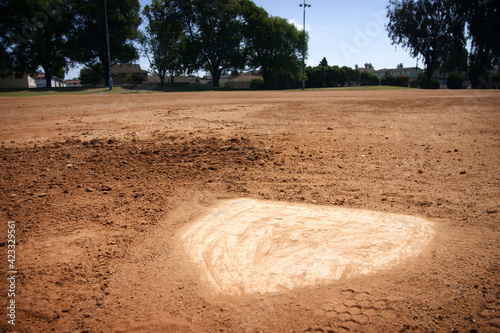 Photography Home plate on baseball and softball field