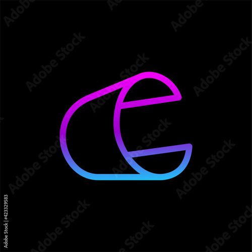 C tube logo template - a design of letter c as a bending paper with modern neon colors vector
