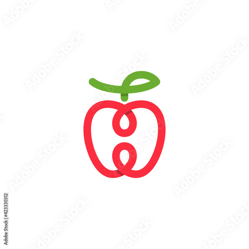 Smart apple logo with letter mark H - doodle line art design