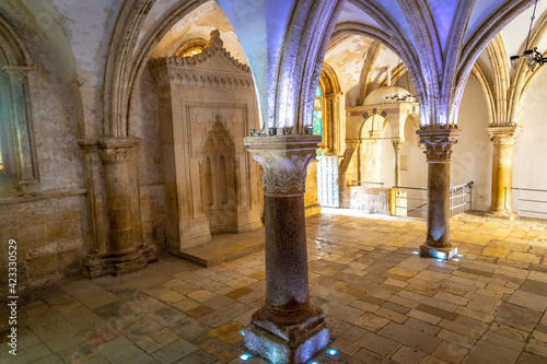 Cenacle (Room of the last supper) according to tradition is this the place, where Jesus and his disciples held the Passover feast - Last Supper. Jerusalem Israel March 2021
