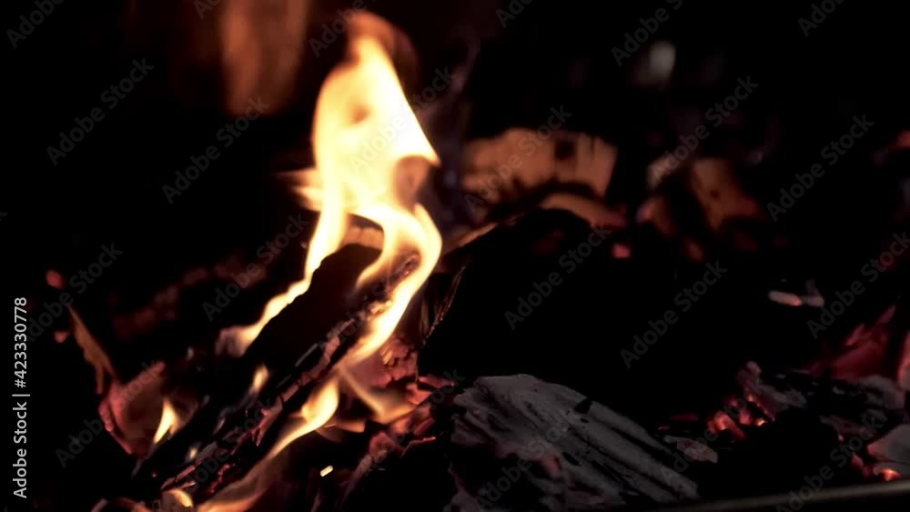 Close up shot of fireplace burning in slow motion. Close up shot of fireplace burning in slow motion.