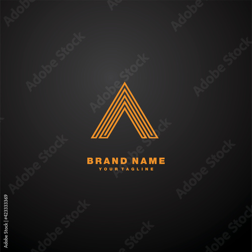 Letter A pyramid shape logo design template