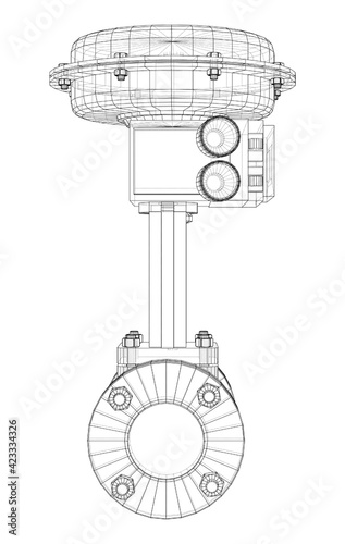 Valve with automatic electro-actuated. Vector