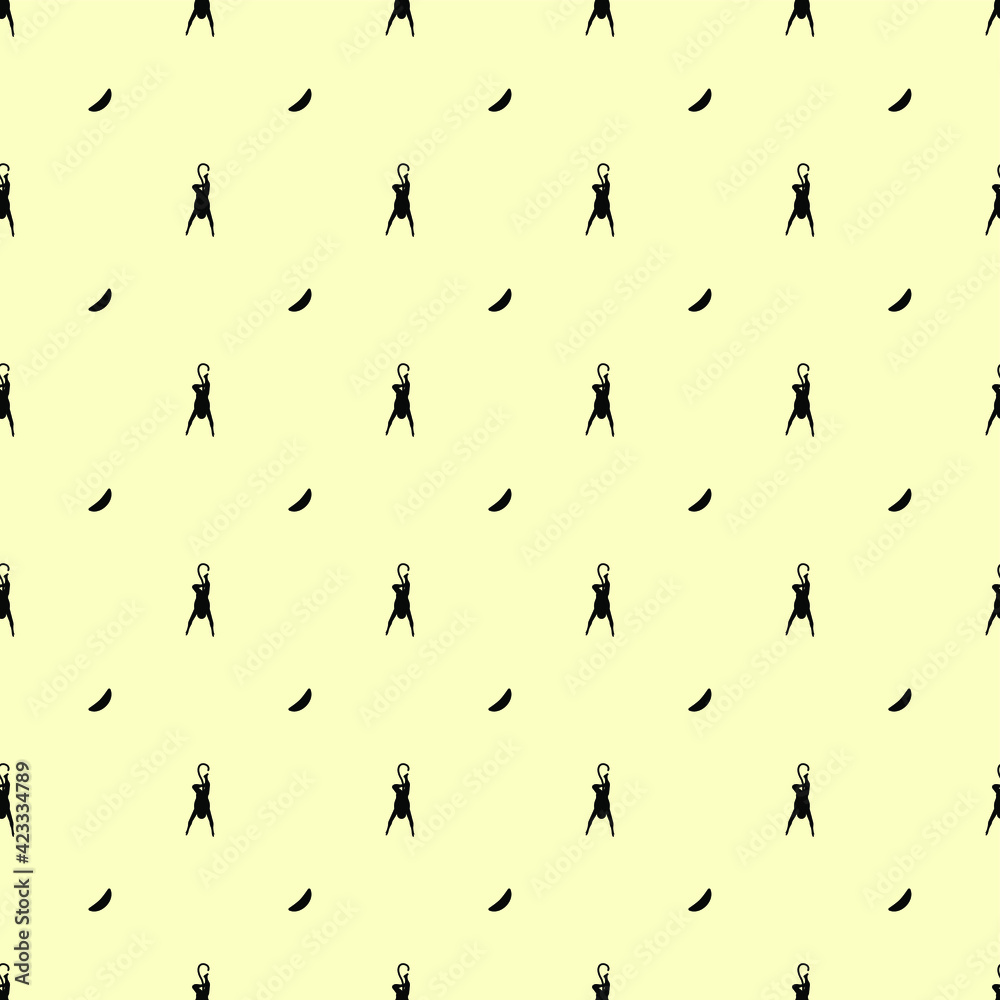 Abstract Seamless Pattern Yellow Doodle Animal Monkey Geometric Figures Background Vector