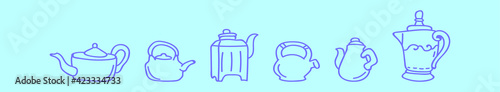 set of coffee cartoon icon design template with various models. vector illustration isolated on blue background