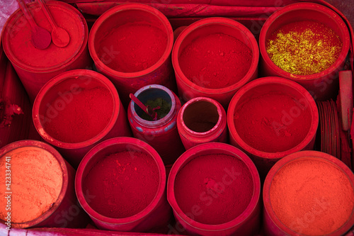 Red paint from the Indian market in Puri
