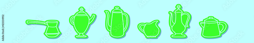 set of coffee cartoon icon design template with various models. vector illustration isolated on blue background set of coffee cartoon icon design template with various models. vector illustration isolated on blue background