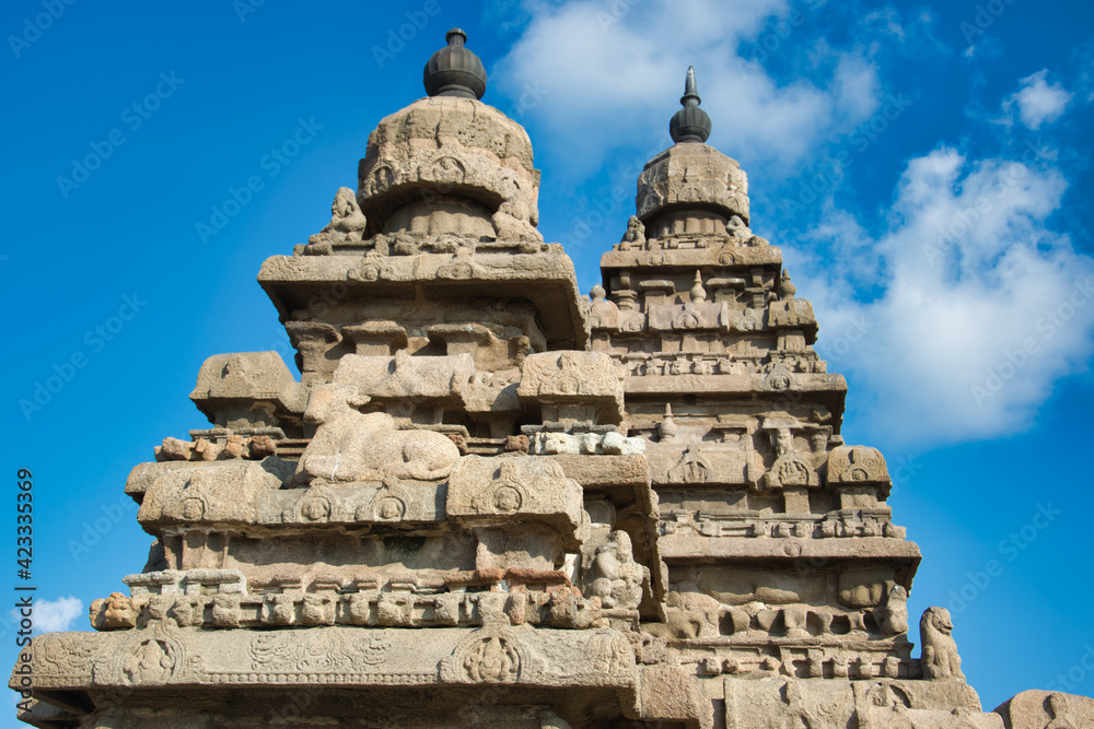 The Shore Temple in indian coastal town of Mahabalipuram is UNESCO site