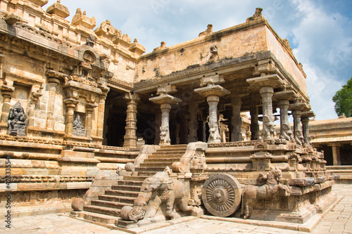 Airavatesvara Temple built by Rajaraja Chola II in the 12th century CE is a UNESCO World Heritage Site, Kumbakonam, India