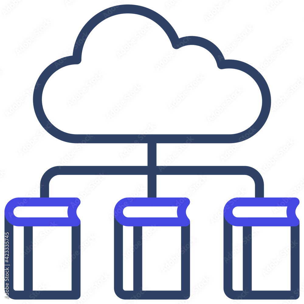 Cloud with books, icon of cloud library Cloud with books, icon of cloud library
