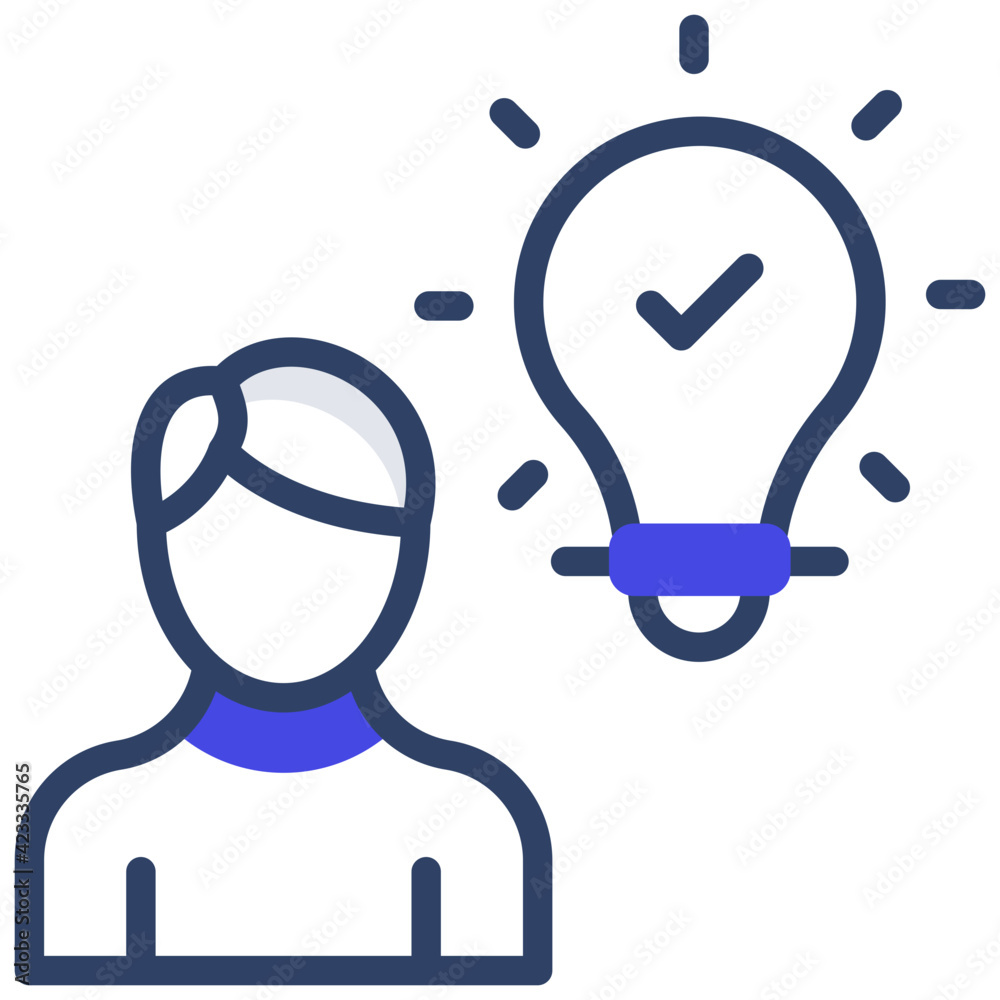 Avatar with light bulb, creative person icon Avatar with light bulb, creative person icon