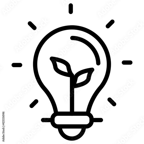        Leaves inside light bulb, icon of eco idea 
