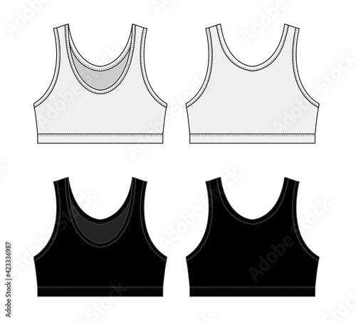 Women’s sports bra template vector illustration set