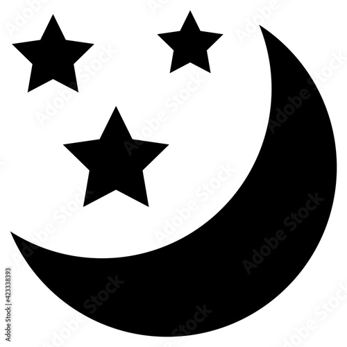 Moon with stars, nighttime icon