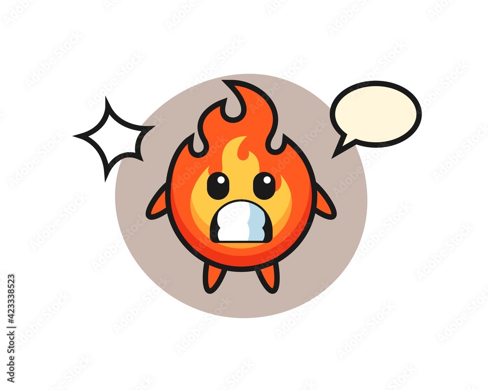Fototapeta premium fire character cartoon with shocked gesture