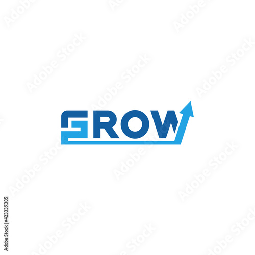 Grow text, creative business logo design.