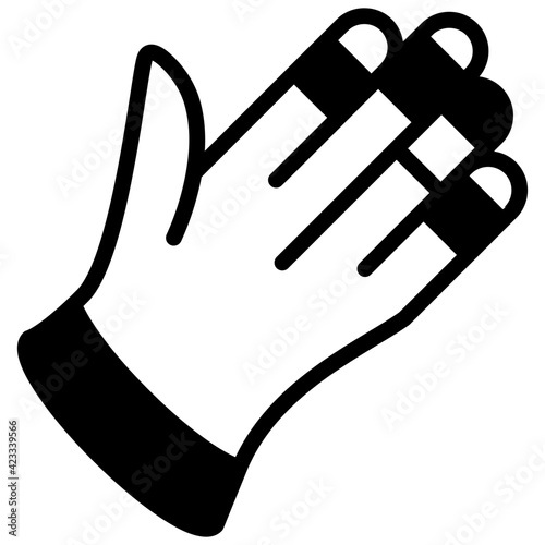 A hand covering accessory, solid design of gloves icon