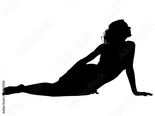 横座りをする水着姿の女性シルエット