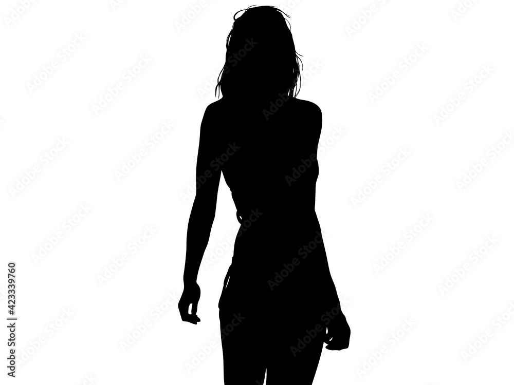 Fototapeta premium 立っている水着姿の女性シルエット