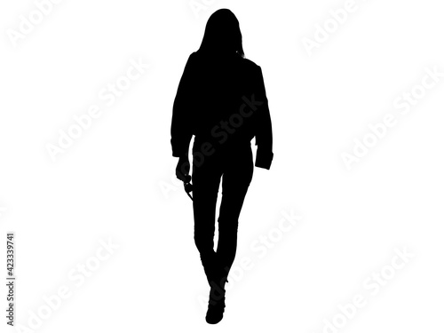 歩く女性モデルのシルエット