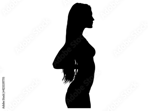 立っている水着姿の女性シルエット_2