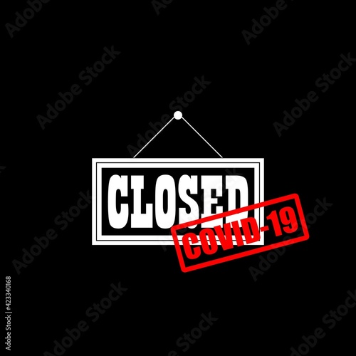 Closed covid 19 lockdown icon isolated on dark background