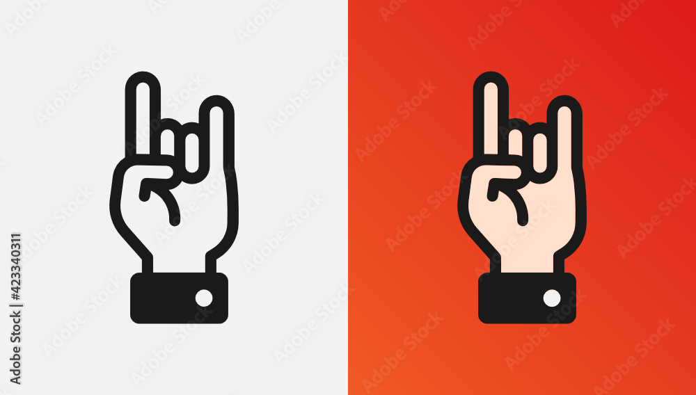 Fingers gesture rock and roll icon illustration. Fingers gesture rock and roll icon illustration.